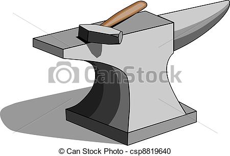 ... Anvil and hammer - Vector illustration of classic.