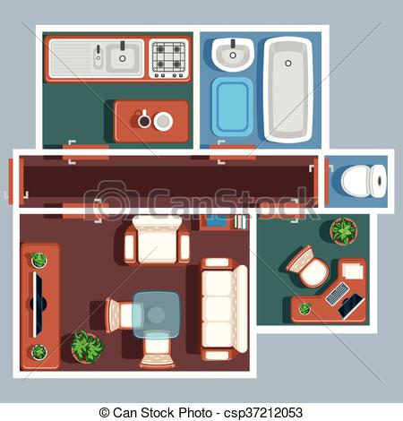 Apartment Floor Vector Plan With Furniture