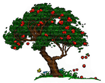 Apple Tree Clip Art - Fall Vintage Image u2013 Old Tree Illustration u2013 Hand Colored u2013 instant download u2013 JPEG u0026amp; PNG - Commercial Use