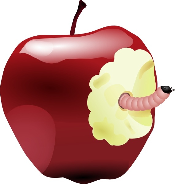 Apple With Worm clip art - Apple With Worm Clip Art