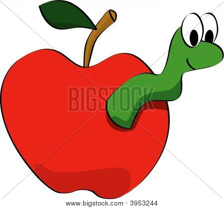 Apple Worm Clip Art Clipart P - Apple With Worm Clip Art