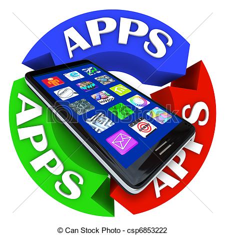 ... Apps on Smart Phone Circular Arrow Pattern Design - A modern.
