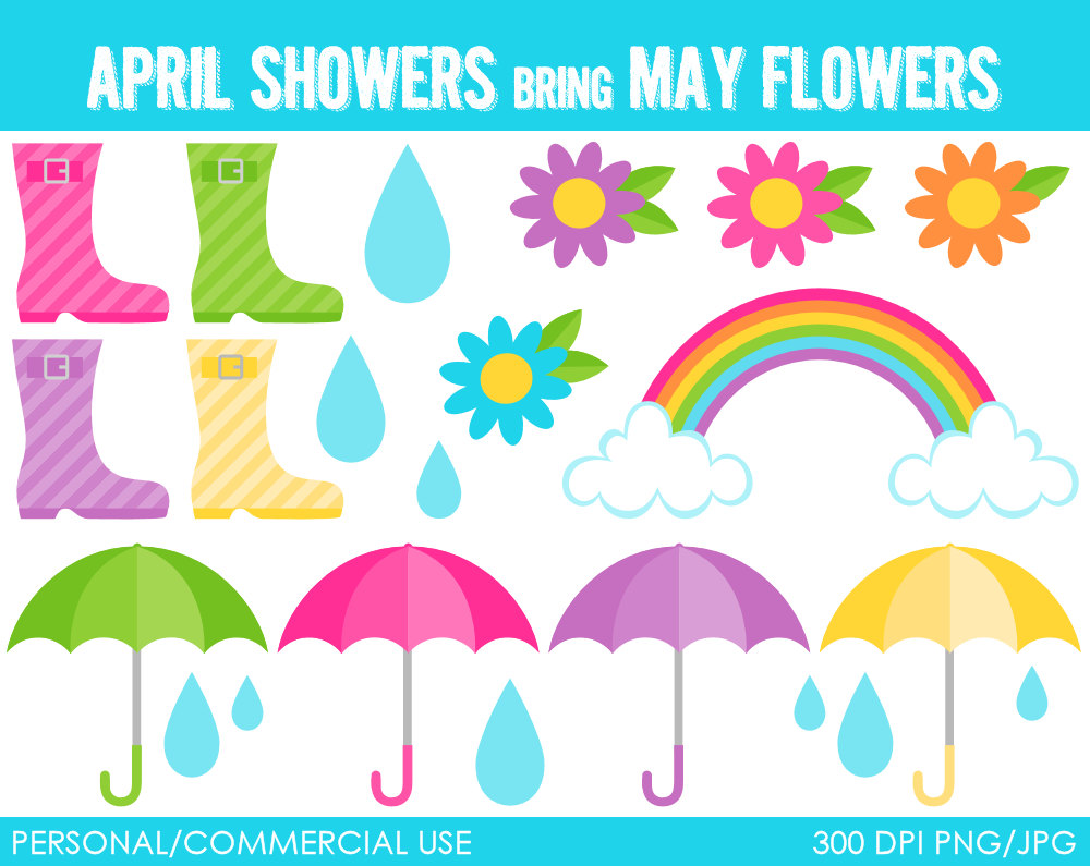 April Showers Borders Clipart .