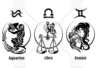 Zodiac signs of Air - Aquarius, Libra and Gemini Vector Image u2013 Vector  Artwork of ClipartLook.com 