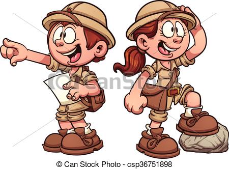 Archaeologist Vectorby wickerwood0/51; Explorer kids - Boy and girl in safari outfits. Vector clip.