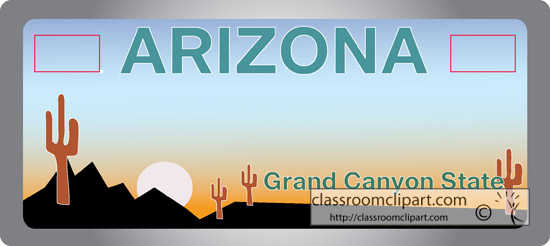Arizona Arizona State License Plate 2 Classroom Clipart