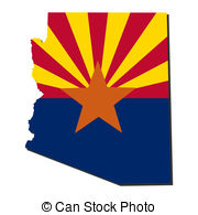 Arizona Map flag illustration - Map and flag of the State of.