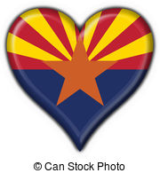 ... Arizona (USA State) button flag heart shape - 3d made