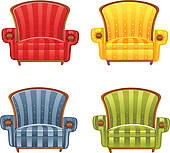 Cartoon old armchair · Color bright vector armchair