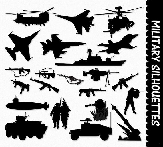 Military Clip Art Graphics Army Clipart Scrapbook Silhouette Airplane Ship  Tank Gun Submarine Helicopter Digital Download JPG PNG Vector This is for  digital ClipartLook.com 
