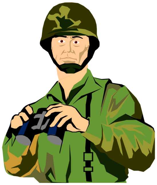 Army Officer Binoculars Clip  - Army Clip Art