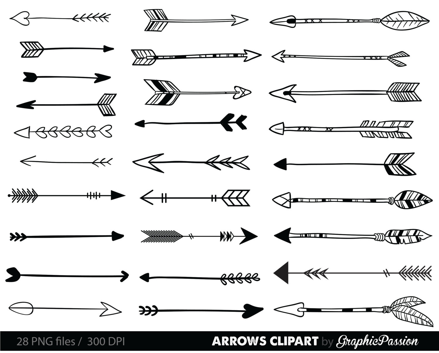 Arrows Clip Art Tribal Arrow Clipart Archery Hand Drawn Arrows