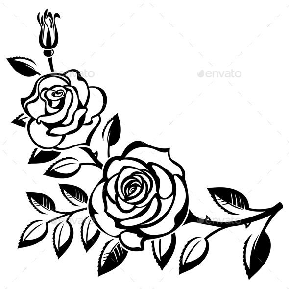 Roses Clipart Black And White