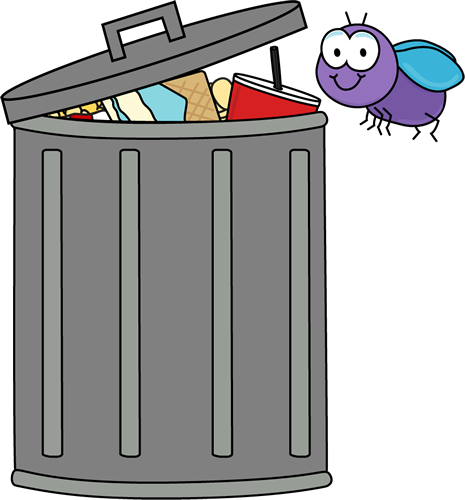 Art Image Purple Fly Flying Around A Trash Can Filled With Garbage