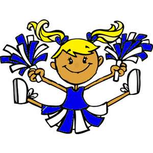 Art Of A Little Girl In A Blue Cheerleader Uniform Performing A Jump