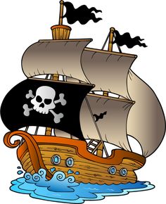 Pirate ship clipart black and