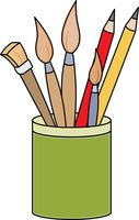 art supplies pencils paint brushes. Size: 52 Kb