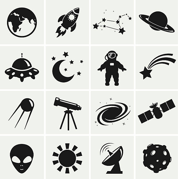 Space and astronomy icons. Vector set. vector art illustration