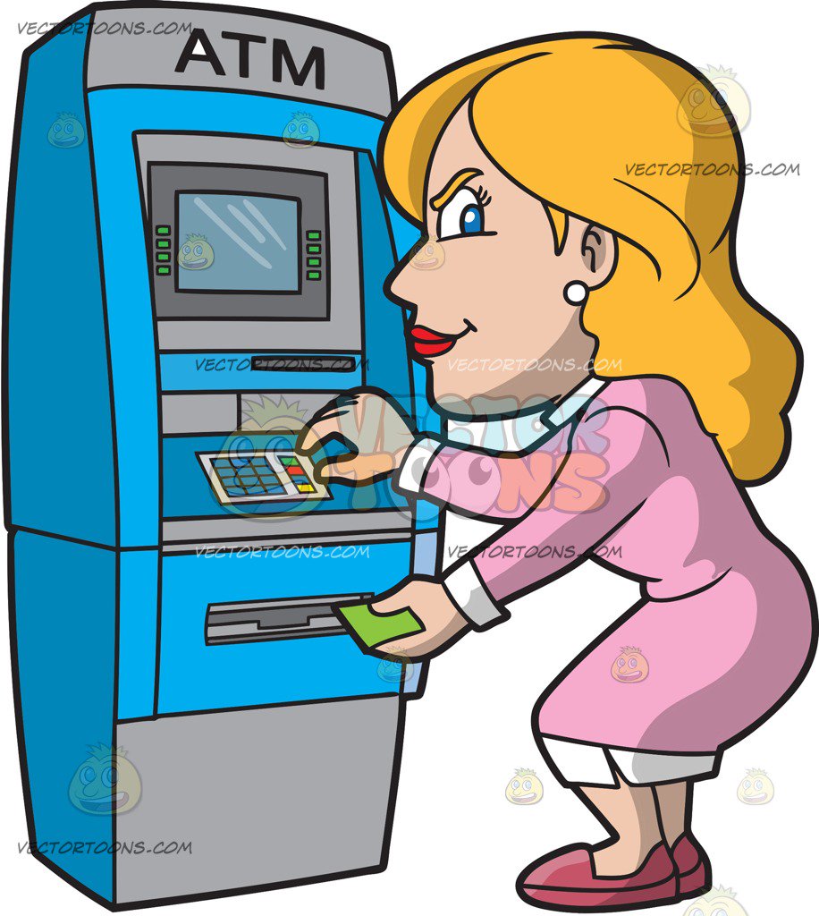 Man puts credit card into ATM