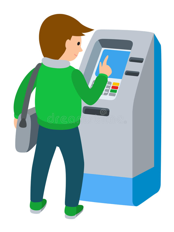 Man puts credit card into ATM