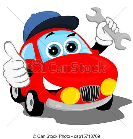 auto repair - the red car in the cap, holding a wrench and.