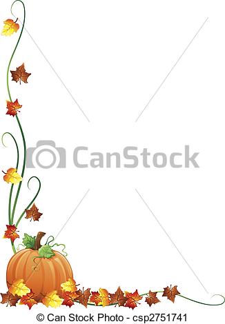 ... Autumn border - Illustration of fall leaves and a pumpkin as... Autumn border Clipartby ...