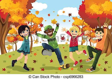 ... Autumn Fall season kids - A vector illustration of kids.