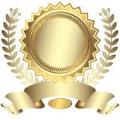 Silvery award with ribbon (vector)