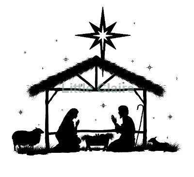 away in a manger Silhouette Clip Art | Christmas Nativity Silhouettes