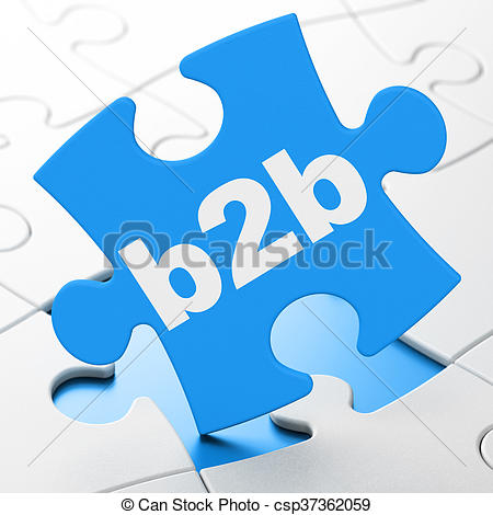 Business concept: B2b on puzzle background - csp37362059