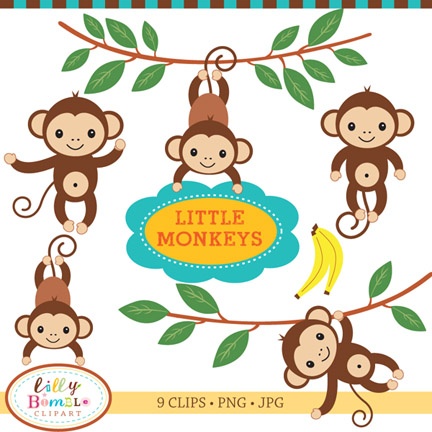 baby monkey clipart black and white