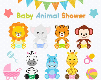 Baby Animal Clipart Baby Jungle Animals Clipart Baby Shower Clipart