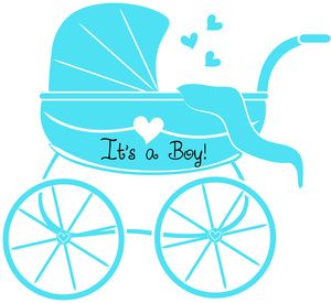 Baby Boy Clipart Image: Baby Shower Graphic of Stroller or Baby Carriage with u0026quot;Itu0026#39;s