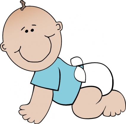 Baby Boy Crawling clip art -  - Baby In Diaper Clipart