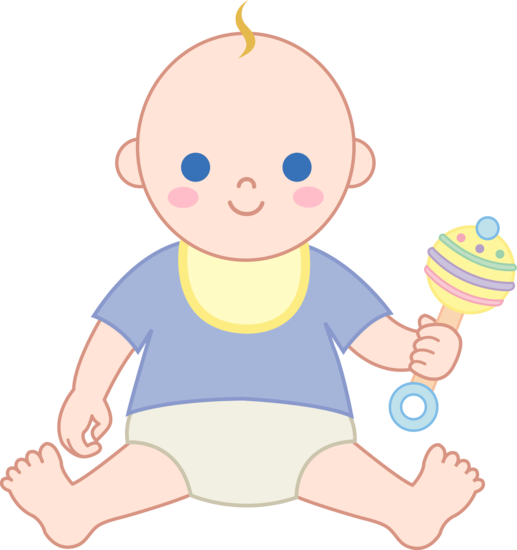 Baby Boy With Rattle - Free Clip Art