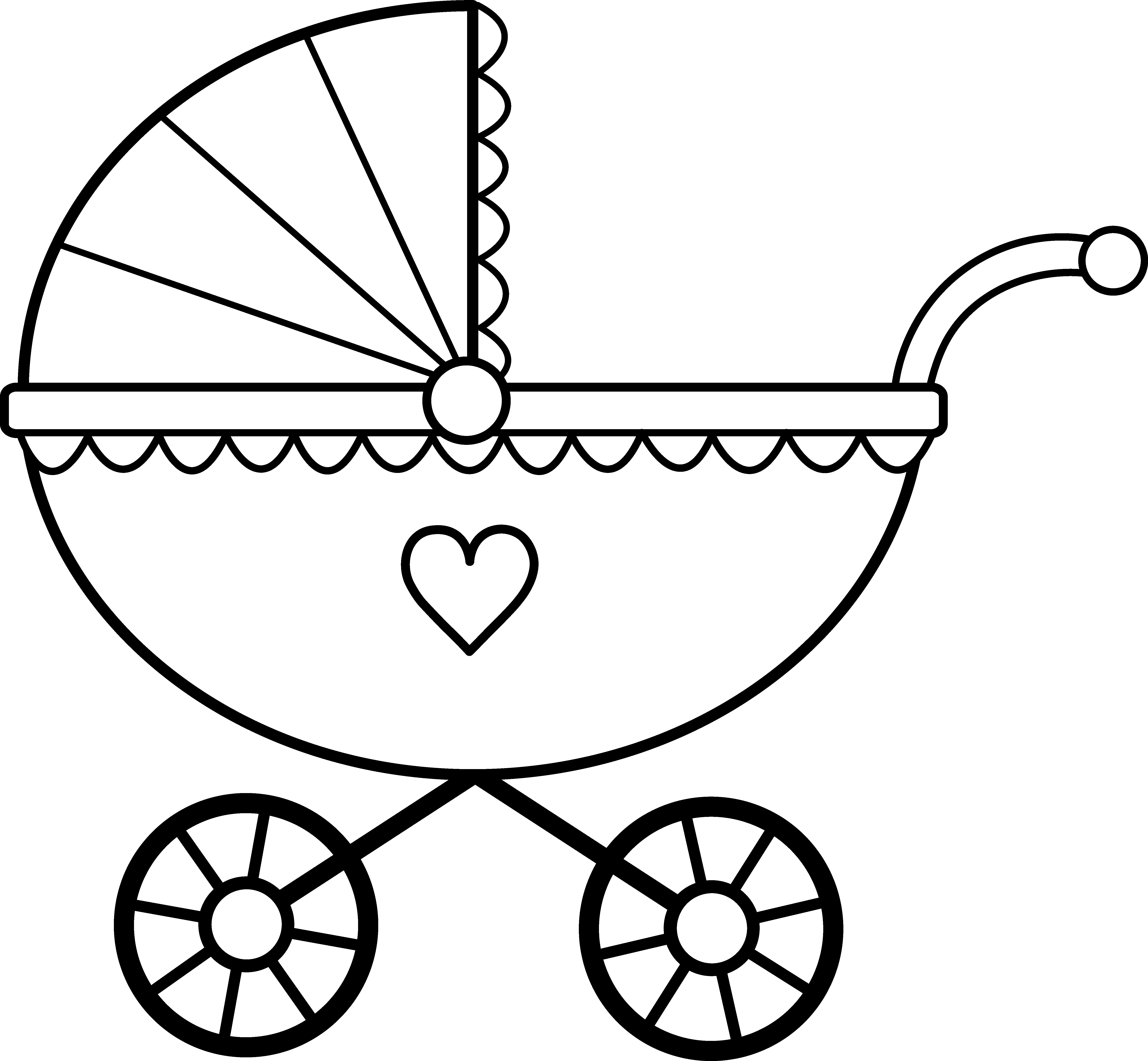 Baby Carriage Line Art - Free Clip Art