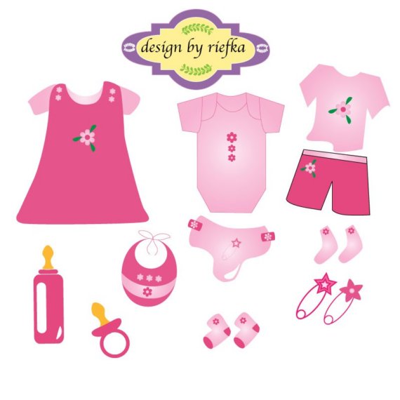 Baby Clothing In Pink Clipart - Baby Stuff Clipart