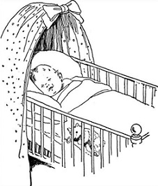 baby crib with sleeping baby