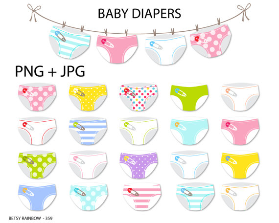 Baby in diaper clipart image