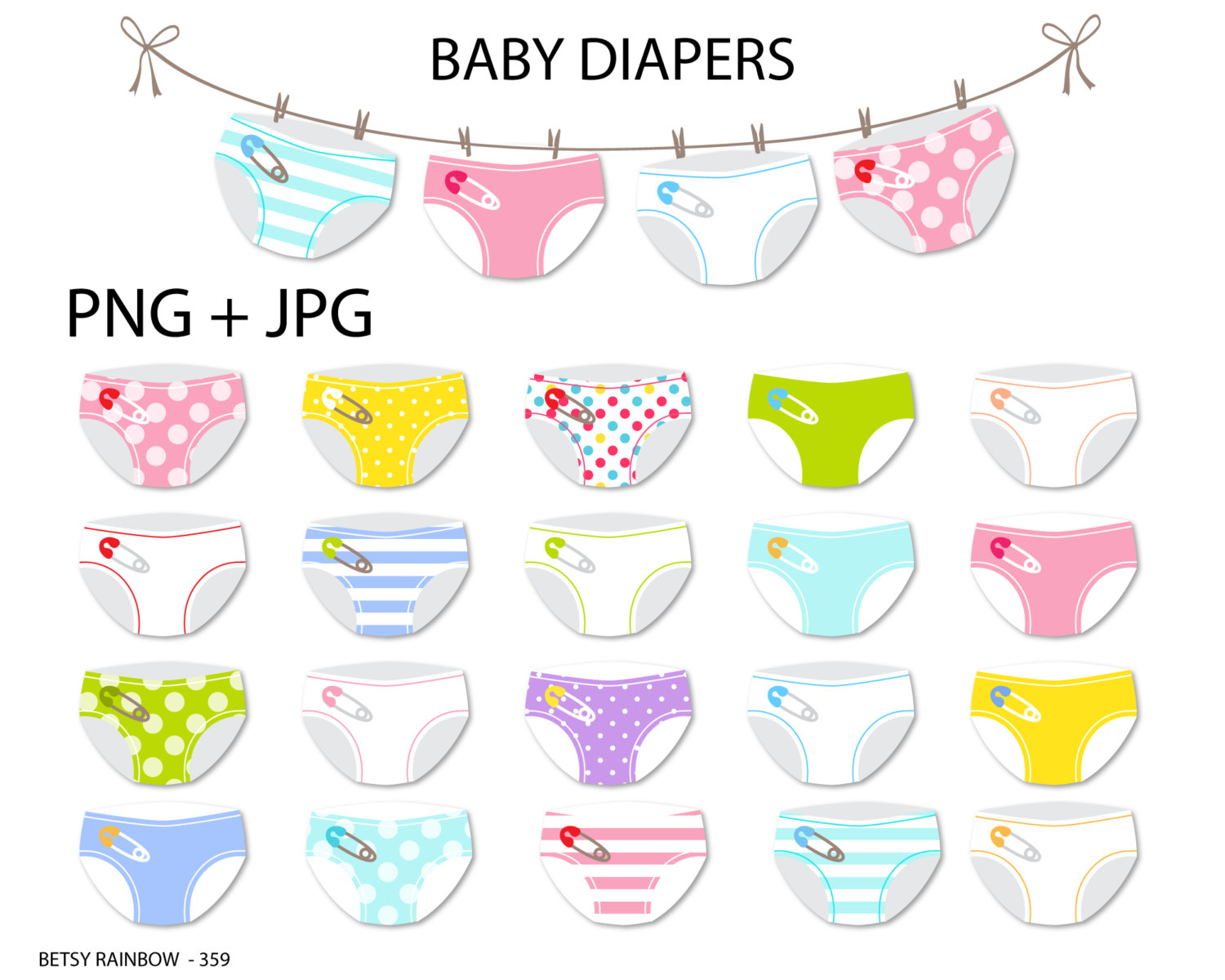 Baby diaper clipart cliparts Baby diapers clip art by BetsyRainbow
