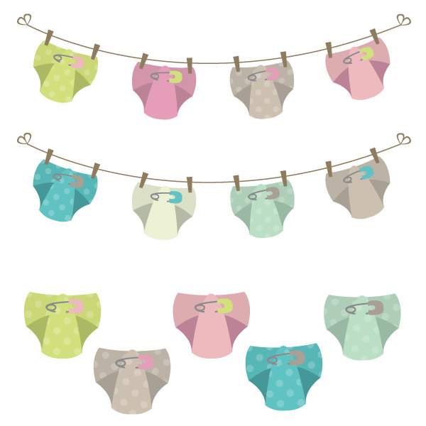 Baby diaper clothes line clip - Diaper Clipart