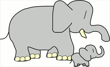 baby-elephant-w-mother - Elephant Clip Art Free
