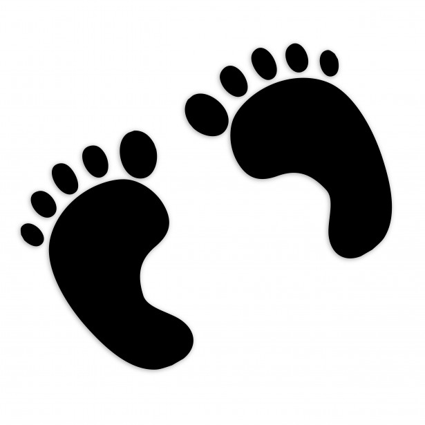 Baby Footprint Clipart Black  - Baby Feet Clipart