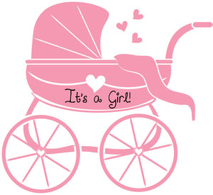 Baby Girl Clipart Image Silhouette Of A Baby Carriage In Pink