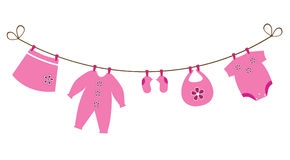 Baby Girl Clothesline Clipart Free. Baby Clothes Line Stock
