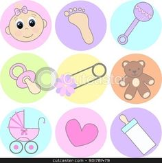 Baby Girl Shower Free Clip Art | newborn baby icons stock vector clipart, newborn baby
