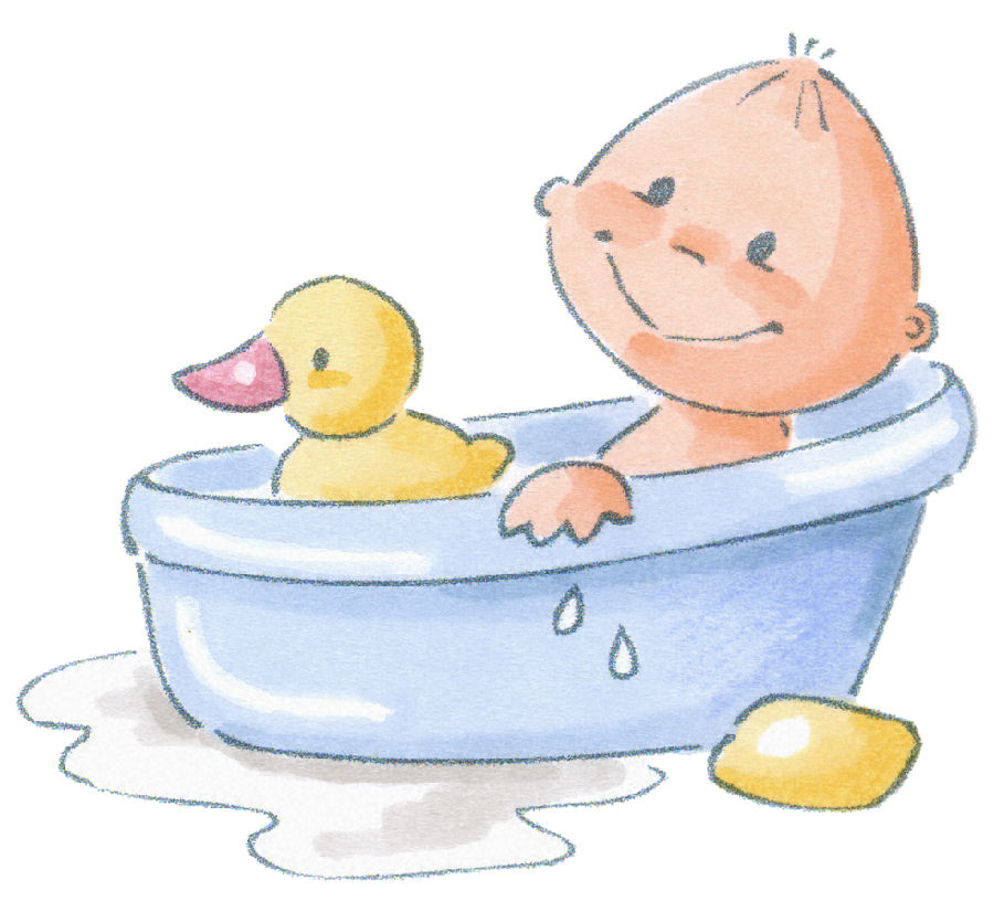 Baby in Tub Clip Art | BEBÉS , hora de Baño y hora de Dormir ilustraciones