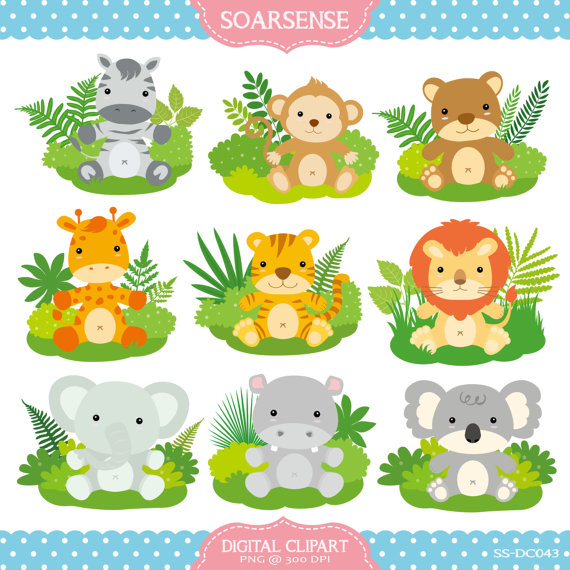 Baby Jungle Animals Clipart By Soarsense On Etsy