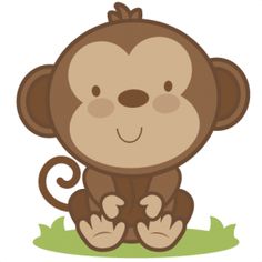 Baby Boy Monkey Clip Art Set 