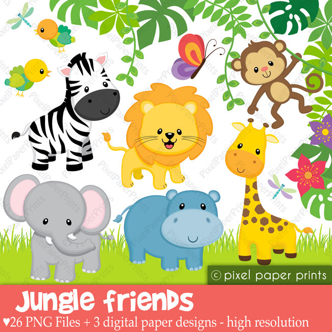 Baby Safari Animals Clip Art Cute Jungle Animal Clip Art Baby Jungle